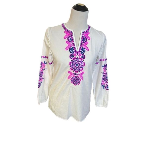 Lilly Pulitzer NWT Coretta Embroidered Tunic Blouse Boho size XXS - Picture 2 of 12